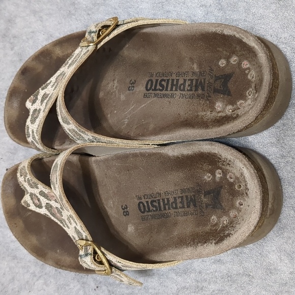 Mephisto Helen leather sandals animal print, size 8 - Picture 4 of 8